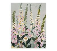 Artery8 Pink Foxglove Flowers Bloom Artwork Summer Floral Wall Art Print in Grey | Size: W12" x H16" Artery8 Grey W12" x H16"