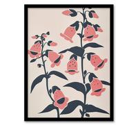 Artery8 Pink Foxglove Flowers Simple Bright Floral Design Framed Art Print | Size: W12" x H16" Artery8 Pink W12" x H16"