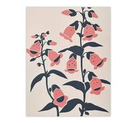Artery8 Pink Foxglove Flowers Simple Bright Floral Design Wall Art Print | Size: W12" x H16" Artery8 Pink W12" x H16"