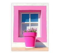 Artery8 Pink Geranium Flower Pot Sunny Window Sill Living Room Large Wall Art Poster Print Thick Paper 18X24 Inch