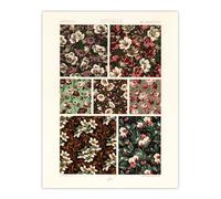 Artery8 Pink Green Floral Patterns Unframed Wall Art Print Poster 12X16 Artwork By Racinet : Vintage Floral Textile Print Perfect For Hallway Or Bedroom Adding Soft Spring Colour And Design Charm