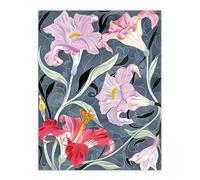 Artery8 Pink Lily Flowers Stylised Detailed Floral Living Room Large Wall Art Poster Print Thick Paper 18X24 Inch