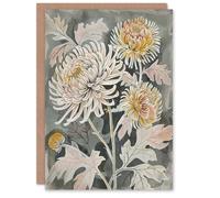 Artery8 Pink Orange Chrysanthemum Flower Artwork Floral Birthday Art Card in Green Artery8 Green