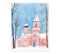 Artery8 Pink Orthodox Church Ukraine Soft Watercolour Wall Art Print in Blue | Size: W24" x H32" Artery8 Blue W24" x H32"