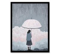 Artery8 Pink Rain By Amy Denver Minimalist Soft Pastel Rain Clouds Minimalism Simple Modern Artwork Artwork Framed Wall Art Print 18X24 Inch