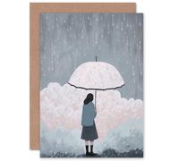 Artery8 Pink Rain Minimalist Soft Pastel Cloud for Wife Her Mum Sister Daughter Mom Gran Nan Thinking of You Sympathy Get Well Soon Blank Art Greeting Card