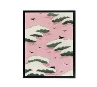 Artery8 Pink Sky With Clouds & Birds Framed Canvas Wall Art Print Bijutsukai | Size: W24" x H32" Artery8 Pink W24" x H32"