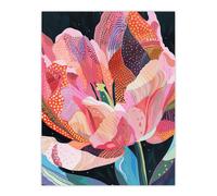 Artery8 Pink Trumpet Lily Flower Colourful Folk Patterns Living Room Extra Large XL Wall Art Poster Print
