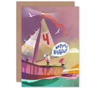 Artery8 Pirate Map Boys 4th Birthday Greetings Card Artery8 Multicolor