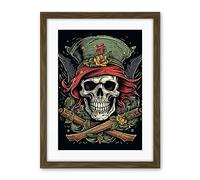 Artery8 Pirate Skull Hat Old School USA Tattoo Ink Body Rockabilly Americana 50s Artwork Framed Wall Art Print 18X24 Inch
