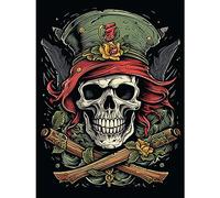Artery8 Pirate Skull Hat Old School USA Tattoo Ink Body Rockabilly Americana 50s Large Wall Art Poster Print Thick Paper 18X24 Inch
