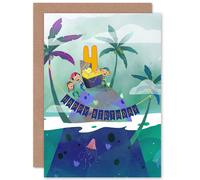 Artery8 Pirate Treasure Boys 4th Birthday Greetings Card in Green Artery8 Green