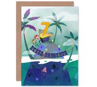 Artery8 Pirate Treasure Boys 7th Birthday Greetings Card in Green Artery8 Green