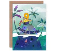 Artery8 Pirate Treasure Boys 9th Birthday Greetings Card in Green Artery8 Green