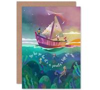 Wee Blue Coo Pirates Life Mermaids Greetings Card