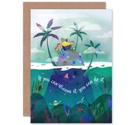 Artery8 Pirates Treasure Dream It Greetings Card in Green Artery8 Green