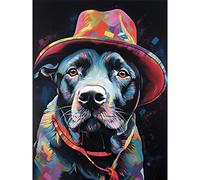 Artery8 Pit Bull Terrier Dog Red Cowboy Hat Portrait Extra Large XL Wall Art Poster Print