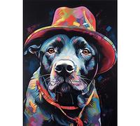 Artery8 Pit Bull Terrier Dog Red Cowboy Hat Portrait Large Wall Art Poster Print Thick Paper 18X24 Inch