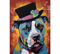 Artery8 Pit Bull Wearing Flower Top Hat Modern Pop Art Large Wall Art Poster Print Thick Paper 18X24 Inch