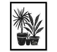 Artery8 Plant Lover Black White Houseplants Watercolour Living Room Artwork Framed Wall Art Print A4