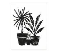 Plant Lover Black White Houseplants Watercolour Wall Art Print Artery8 Black W24 inch x H32 inch