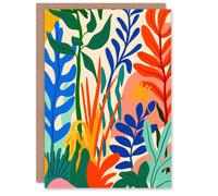 Artery8 Plant Lover Colourful Botanical Jungle Leaves Birthday Greeting Card Artery8 Multicolor