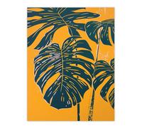 Plant Lover Dark Green Yellow Monstera Leaves Wall Art Print Artery8 Green W24 inch x H32 inch