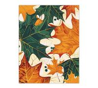 Artery8 Plant Lover Green Amber Maple Leaf Pattern Living Room Large Wall Art Poster Print Thick Paper 18X24 Inch