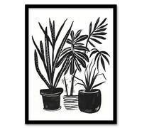 Artery8 Plant Lover Houseplant Pots Black Watercolour Living Room Artwork Framed Wall Art Print A4