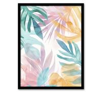 Artery8 Plant Lover Monstera Leaves Colourful Watercolour Living Room Artwork Framed Wall Art Print A4