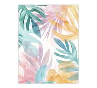 Plant Lover Monstera Leaves Colourful Watercolour Wall Art Print Artery8 Multi W24 inch x H32 inch