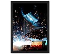 Artery8 Plate Gas Metal Arc Welding Welder Sparks Photo Artwork Framed Wall Art Print A4 in Black Artery8 Black