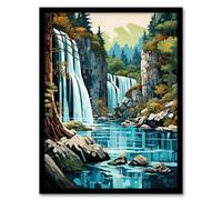 Artery8 Plitvice Lakes National Park Artwork Reserve In Croatia With Waterfalls Artwork Framed Wall Art Print 18X24 Inch