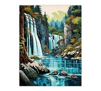 Artery8 Plitvice Lakes National Park Artwork Reserve In Croatia With Waterfalls Unframed Wall Art Print Poster Home Decor Premium | Size: W12" x H16" Artery8 Multicolor W12" x H16"