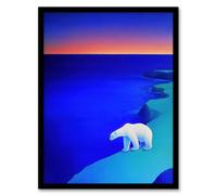 Artery8 Polar Bear Sunset Sky Alaska Ice Landscape Wall Art Print - A4 Size