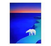 Artery8 Polar Bear Sunset Sky Alaska Ice Landscape Wall Art Print in Blue | Size: W12" x H16" Artery8 Blue W12" x H16"