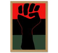 Political Civil Rights Black Power Fist African American USA A4 Artwork Framed Wall Art Print Artery8 Light Oak One Size
