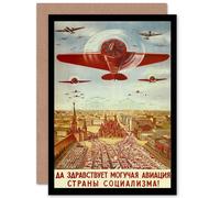 Artery8 Political Military Soviet Union Airforce Communist Greetings Card Artery8 Multicolor