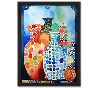 Artery8 Polka Dot Glazed Porcelain Ceramic Vases Folk Art Artwork Framed A3 Wall Art Print