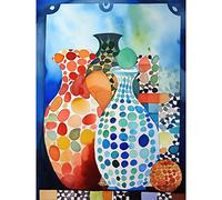 Artery8 Polka Dot Glazed Porcelain Ceramic Vases Folk Art Large Wall Art Poster Print Thick Paper 18X24 Inch