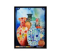 Artery8 Polka Dot Porcelain Vases Still Life Framed Canvas Wall Art Print | Size: W24" x H32" Artery8 Multicolor W24" x H32"