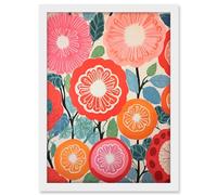Artery8 Pomegranate Tree Flowers in Bloom Mediterranean Bright Floral Abstract Artwork Framed A3 Wall Art Print