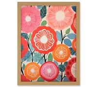 Artery8 Pomegranate Tree Flowers in Bloom Mediterranean Bright Floral Abstract Artwork Framed A3 Wall Art Print