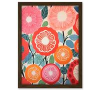 Artery8 Pomegranate Tree Flowers in Bloom Mediterranean Bright Floral Abstract Artwork Framed A3 Wall Art Print
