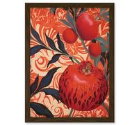 Artery8 Pomegranate Tree Grove Red and Blue Artwork Floral Patterns Artwork Framed A3 Wall Art Print