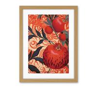Artery8 Pomegranate Tree Grove Red and Blue Artwork Floral Patterns Artwork Framed Wall Art Print 18X24 Inch