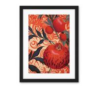 Artery8 Pomegranate Tree Grove Red and Blue Artwork Floral Patterns Artwork Framed Wall Art Print 18X24 Inch