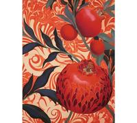 Artery8 Pomegranate Tree Grove Red and Blue Artwork Floral Patterns Large Wall Art Poster Print Thick Paper 18X24 Inch