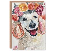 Artery8 Poodle Boho Flower Crown Watercolour Dog Lover For Her Woman Birthday Card
