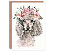 Artery8 Poodle Boho Portrait With Floral Crown Dog Lover For Her Woman Birthday Personalised Card